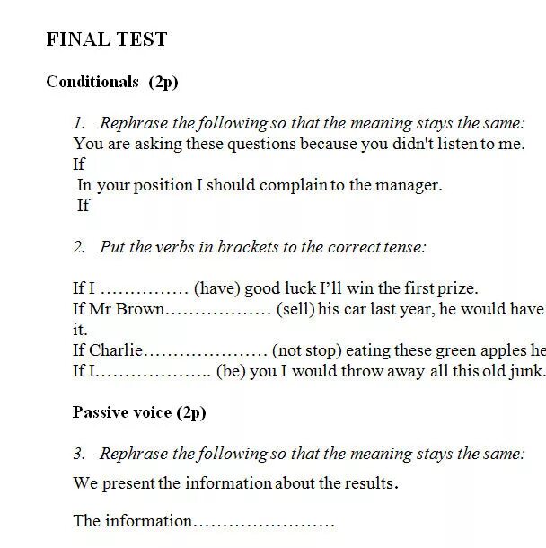 Final Test ответы. Ответы на Final Grammar Test. Final Test по английскому. Intermediate Final Test.