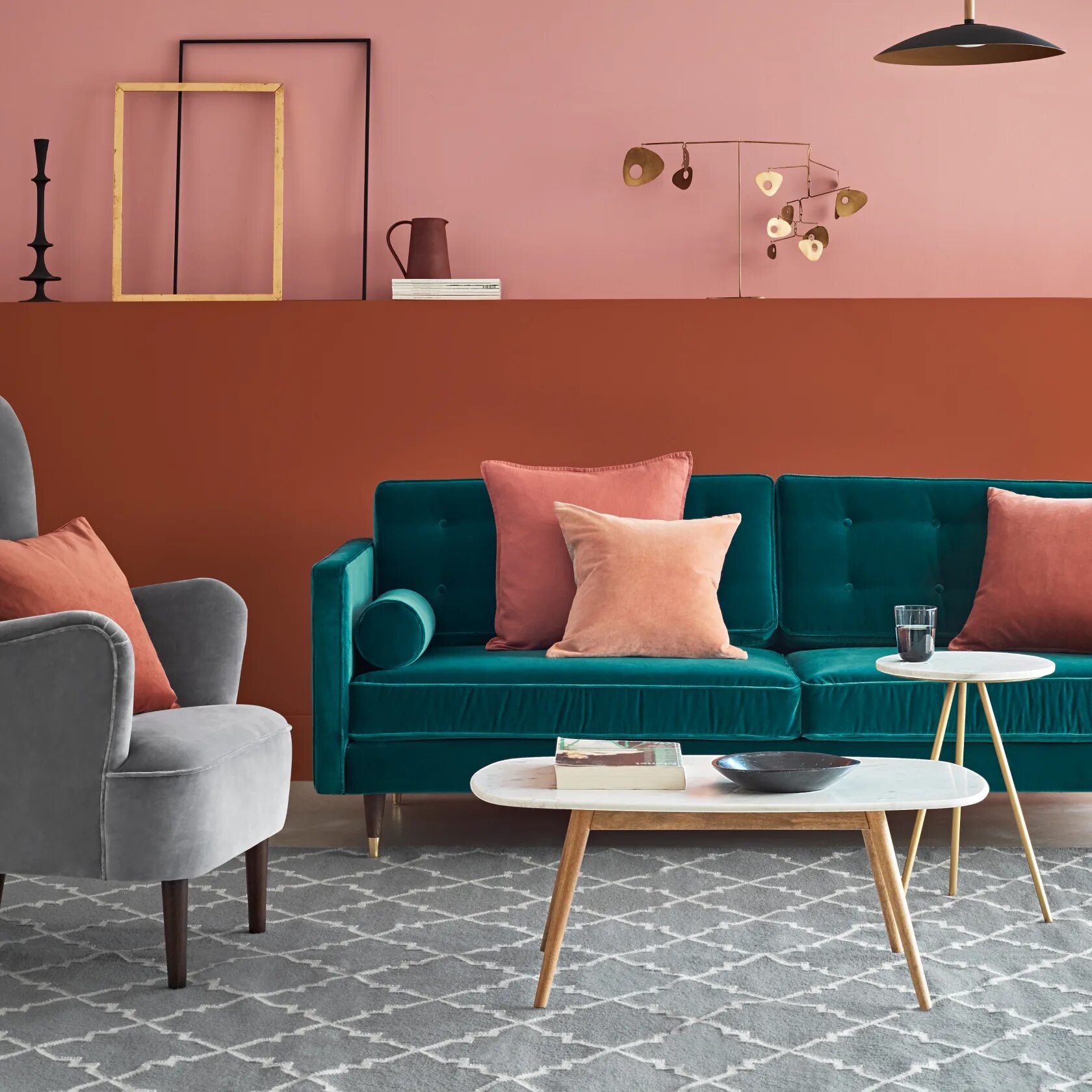 Grey and Terracotta Color - The best living room color schemes Living room color