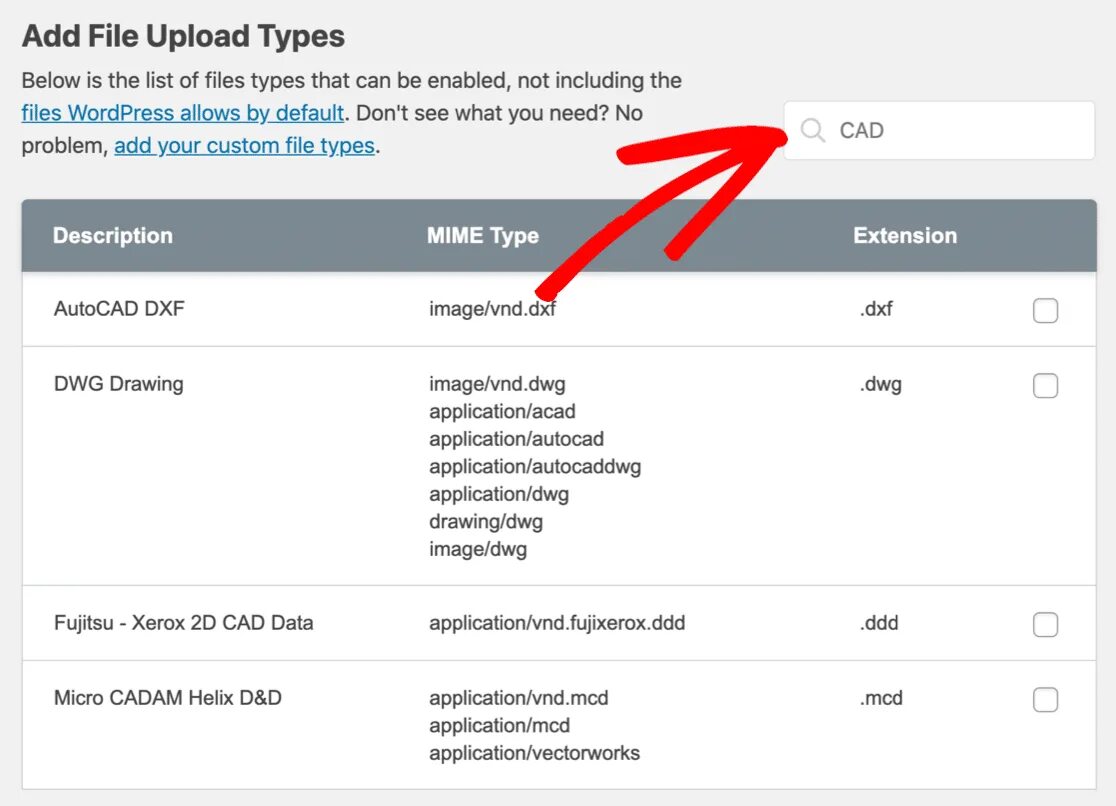 File type not supported. File not allowed ошибка. How to add allowed Type of files in input.