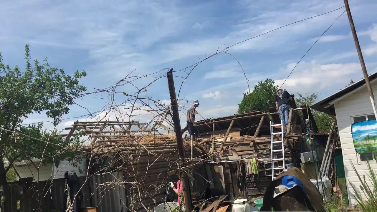 Демонтаж садового домика. Разобранный сарай. Разобранный сарай. Разобранный сарай. Сарай с завалившейся крышей.