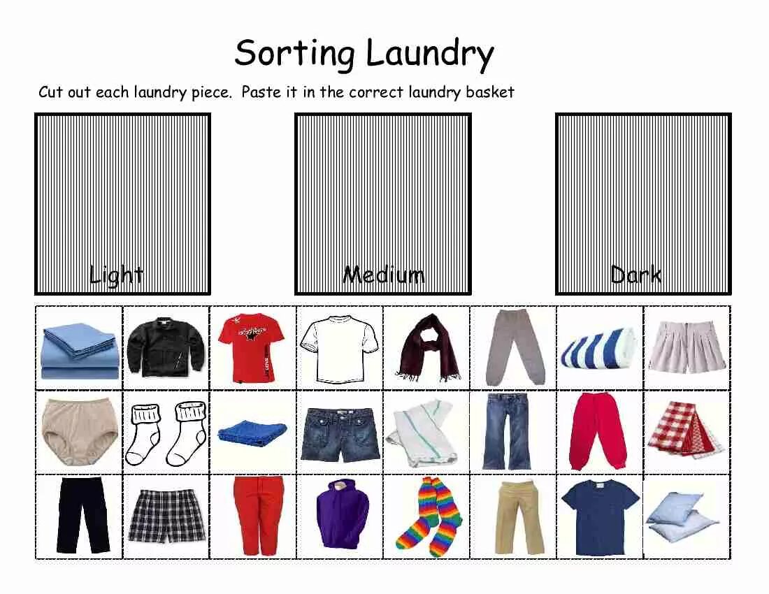 Sort them. Clothes sorting. sorting clothes for laundry. sorting laundry. clothes laundry worksheets.
