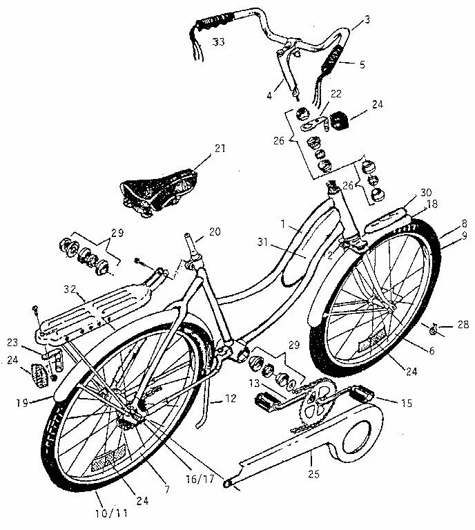 Схема сборки велосипеда