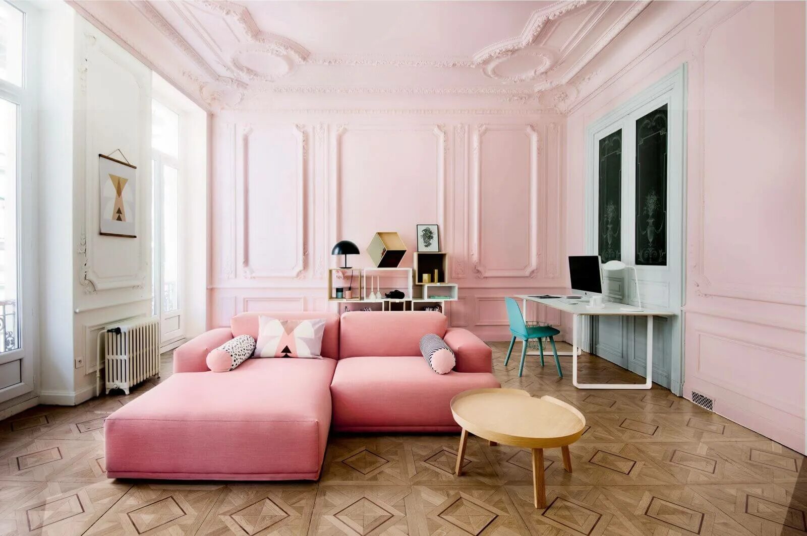 Лепнина в интерьере. Лепнина в современном интерьере. Розовые стены в интерьере гостиной. Розовый цвет стен. Перекрашу квартиру в розовый