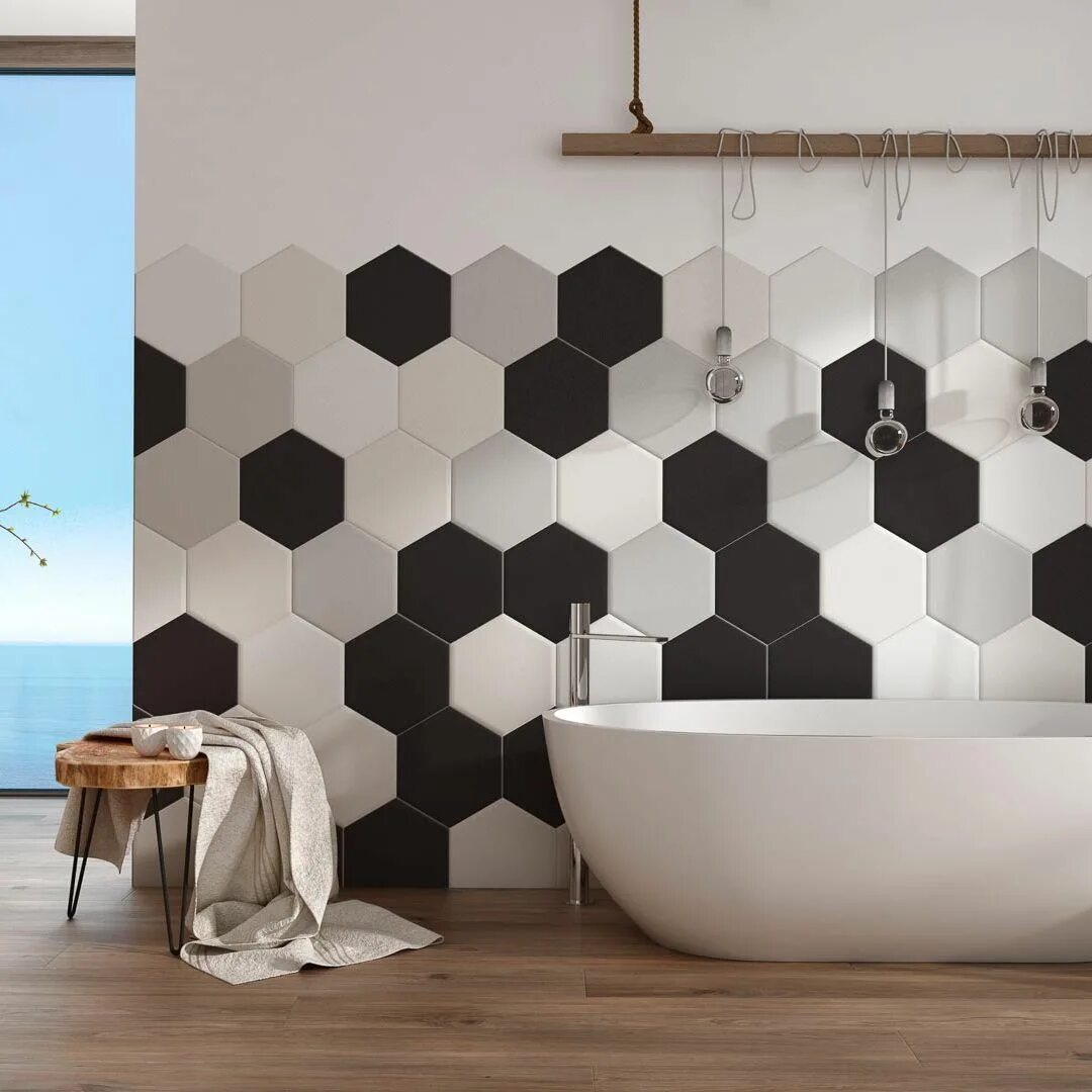 Awesome Space with Large Hexagon Tile in 2020 Bathroom floor tiles, Tile floor, 