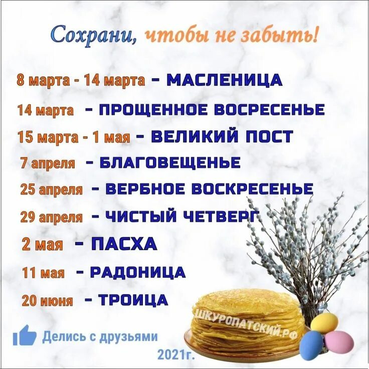 Через сколько пасха после масленицы
