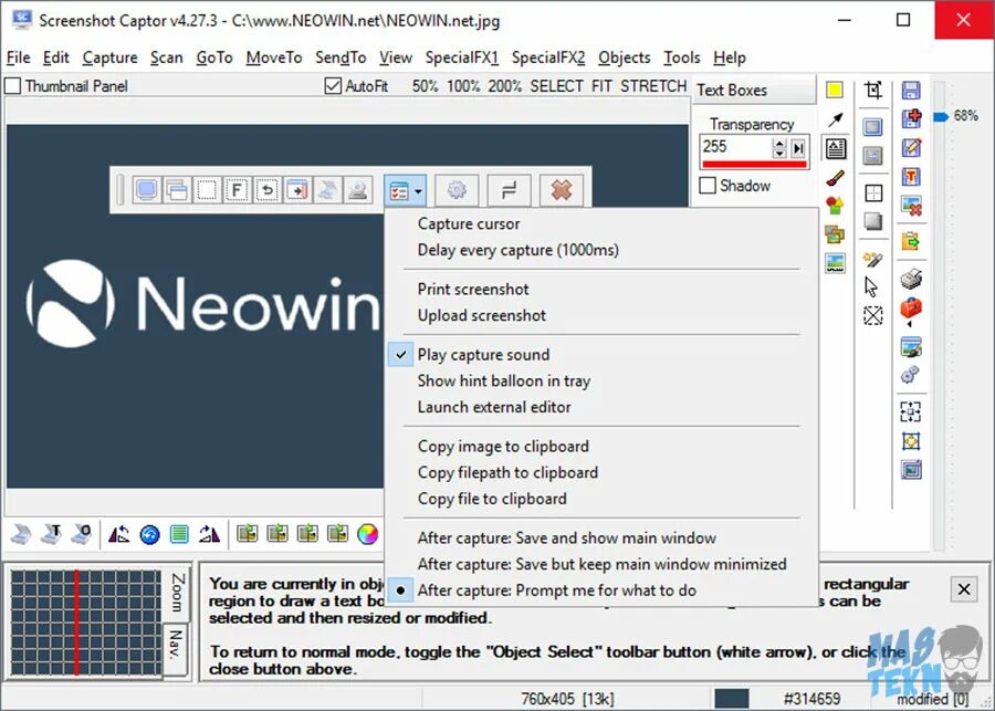 Capture editor