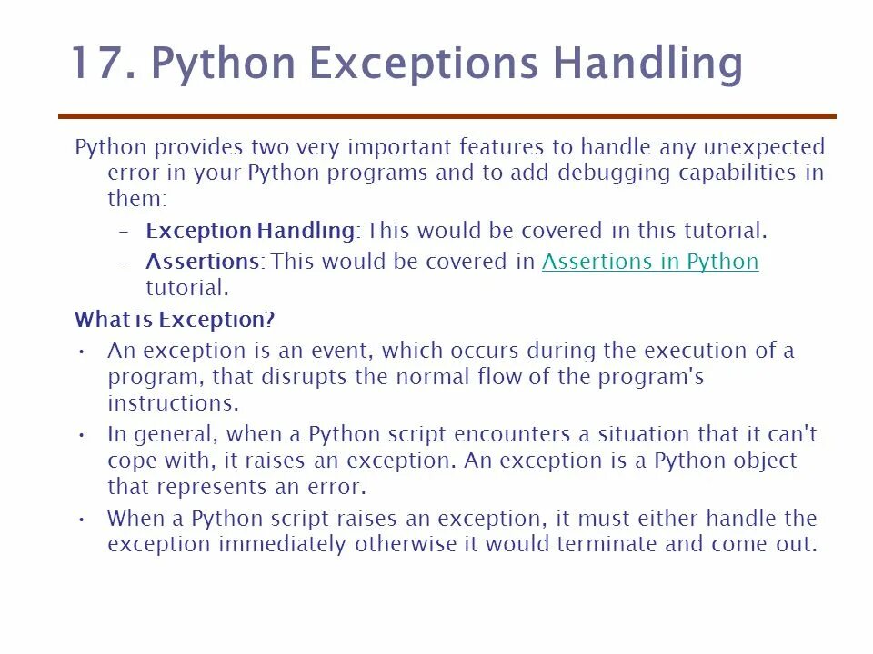 Python exception. When python.