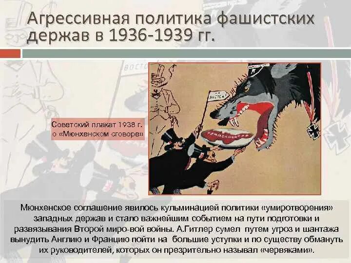 Мюнхенский сговор 1938 года карикатура. Агрессивная политика фашистских держав. Мюнхенский сговор плакат. Плакат политика умиротворения.