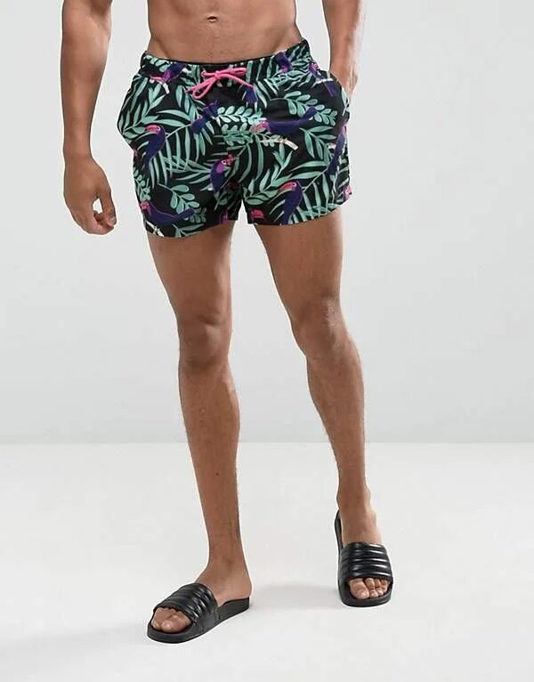 Короткие шорты для плавания мужские. Шорты мужские с тропическим принтом для плавания. Шорты короткие мужчины модные. Шорты для плавания Dim. Solutions short