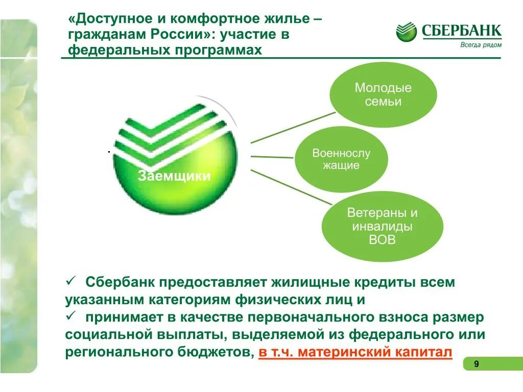 Сбербанк презентация. Сбербанк кредитование презентация. Программы ипотеки Сбербанк. Банковские продукты Сбербанка.