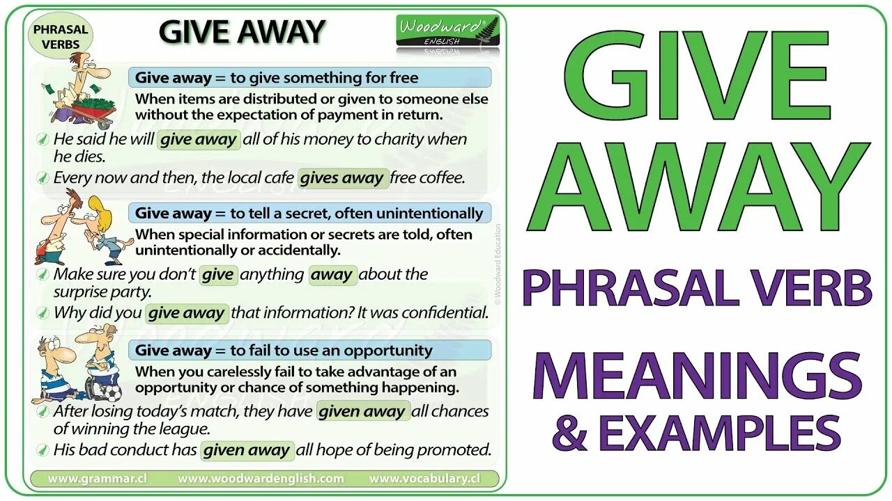 Фразовый глагол give. Английский Phrasal verbs and meanings. Give away примеры. Give away meaning. Giving him away