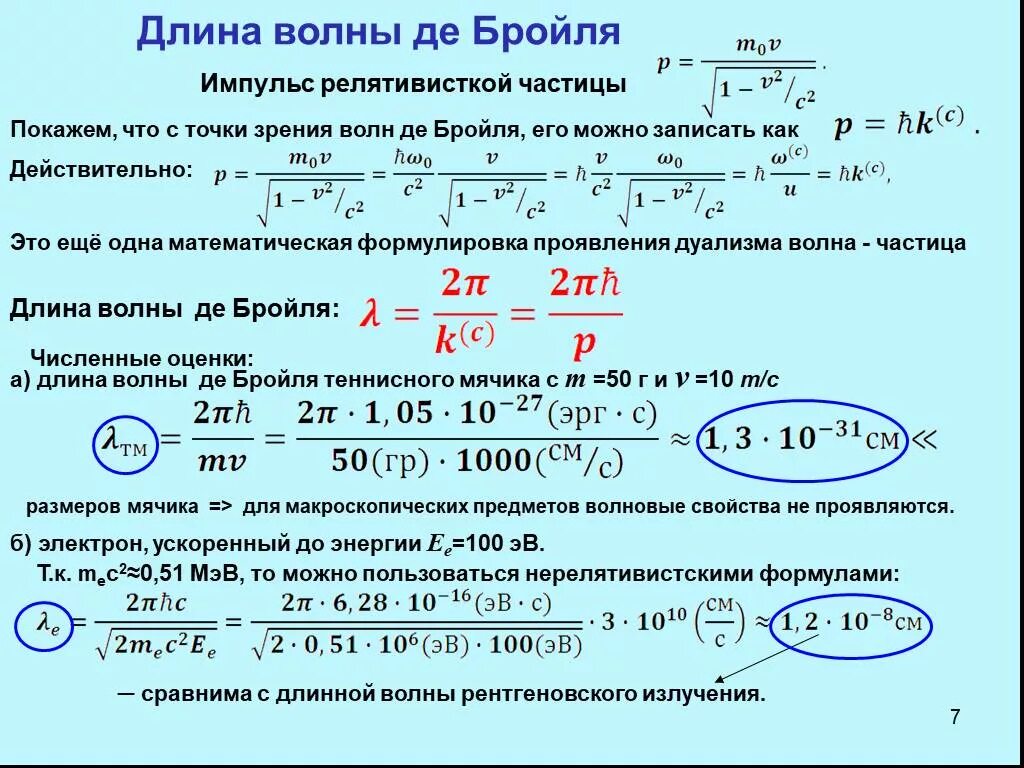 Импульс частицы де бройля