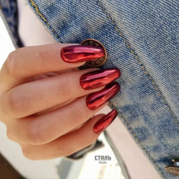 Metal Mirror False Nails Middle-long Small Round Head Fake Nail Full Cover Acryl