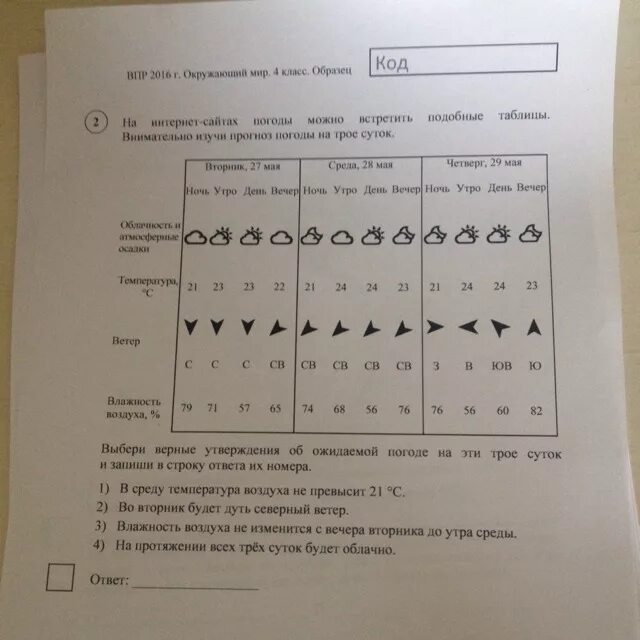 Внимательно изучи карту и выполни задание. Рассмотри таблицу на трое суток. ВПР окружающий мир 4 класс вариант 2. ВПР окружающий мир. Прогноз погоды ВПР.