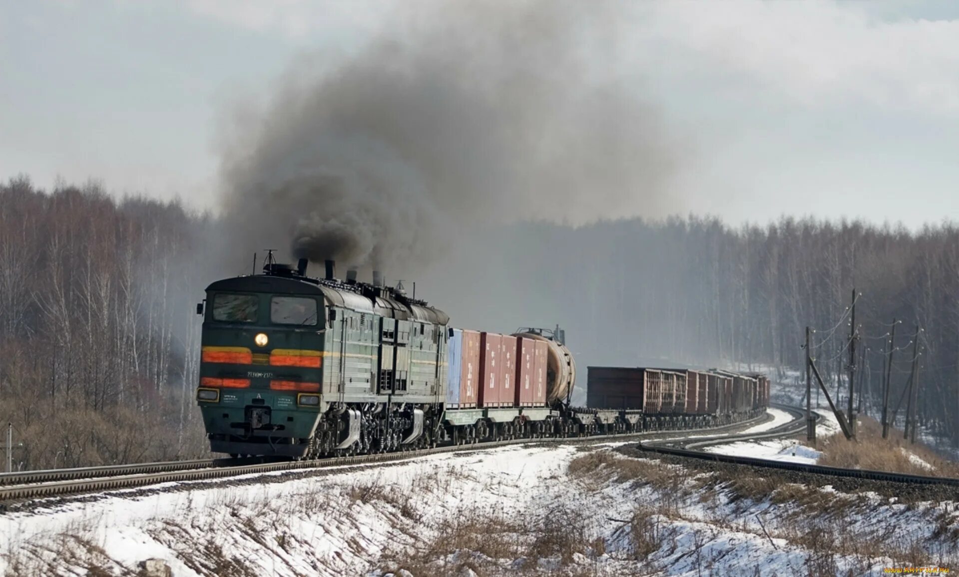 Грузовые тепловозы РЖД. Грузовой поезд с тепловозом РЖД. Тепловоз зимой. Тепловоз с товарным поездом.