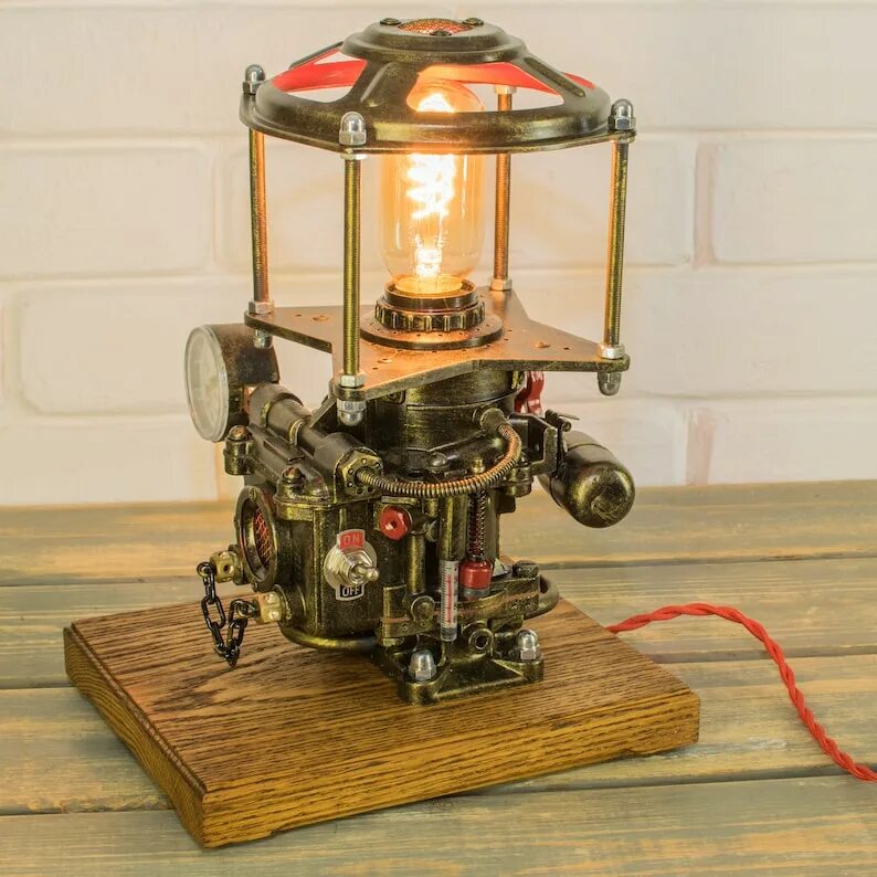 Лампа карбюратор. Светильник из карбюратора. Стимпанк лампа. Масляная лампа стимпанк. Steampunk Lamp Edison Lamp.