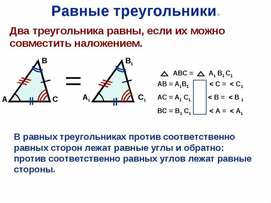 Что значит треугольники равны