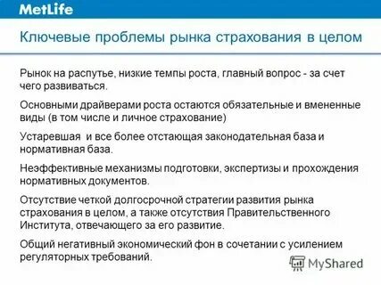 Проблемы страхового рынка