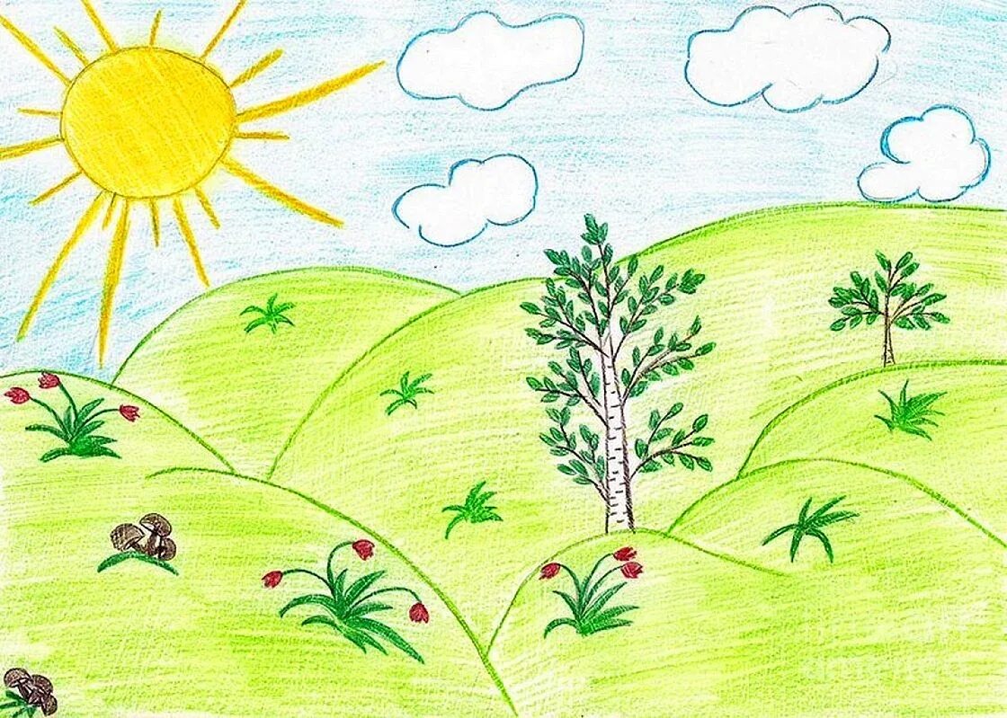 Рисунок лета для детей. Летние рисунки. Рисование природы для детей. Рисование лето. Рисунок о лете.