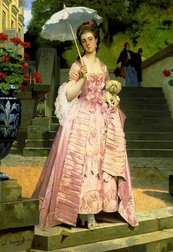 Наряды барышень. Художник Joseph Caraud (1821-1905). Жозеф Каро (Joseph Caraud), 1821-1905. Joseph Caraud (French, 1821-1905). Картины Joseph Caraud.