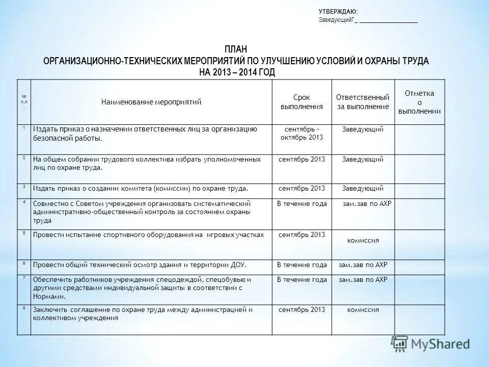 Направляем план мероприятий. План мероприятия по улучшению условий по охране труда. План мероприятий по улучшению условий охраны труда на предприятии. Годовой план мероприятий по охране труда на предприятии образец. План мероприятий по улучшению условий и охраны труда в учреждении.