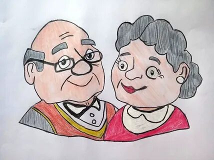Рисуем бабушку и дедушку поэтапно