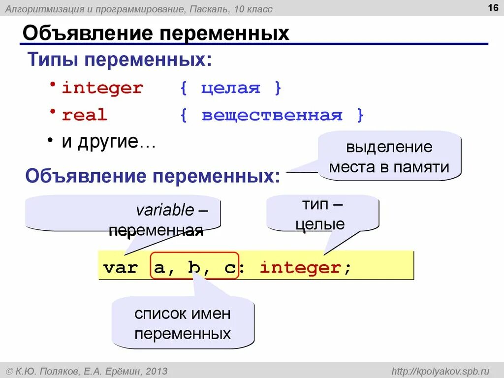 Pascal относится к. Язык Паскаль. Переменные в языках программирования. Паскаль программирование. Объявление переменных Паскаль.