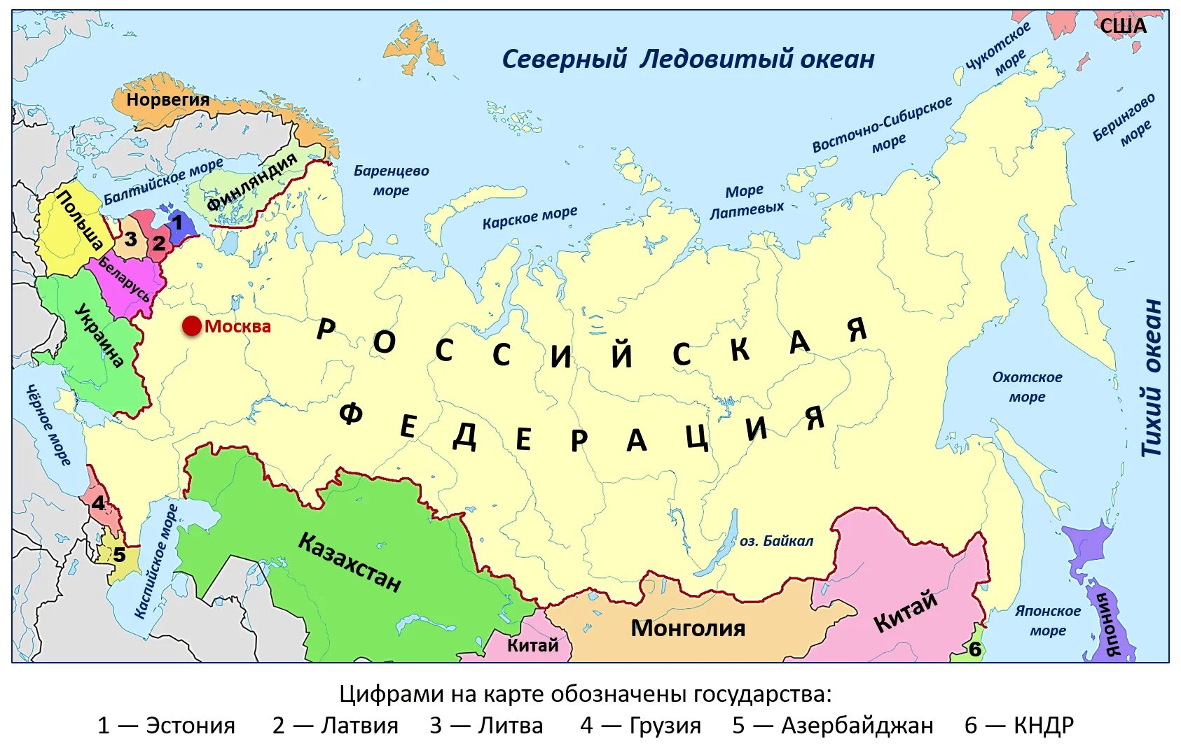 Покажи какие есть россии. Страны соседи России на карте. Карта России и соседних стран. Соседние государства России. Карта России с соседями государствами.