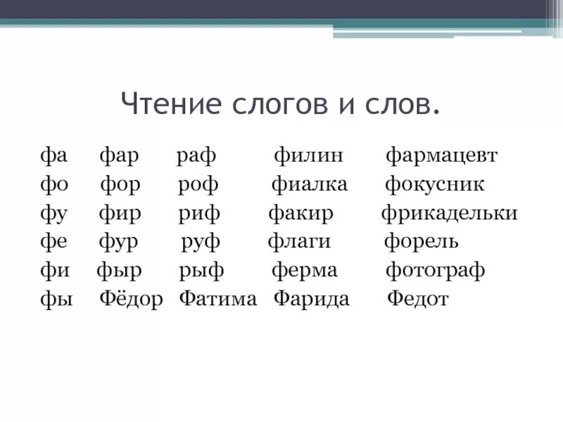 Слово из 4 букв начинается на к. Слова с буквой ф 1 класс. Слоги и слова с буквой ф. Чтение слогов и слов с буквой ф. Слова на букву ф.