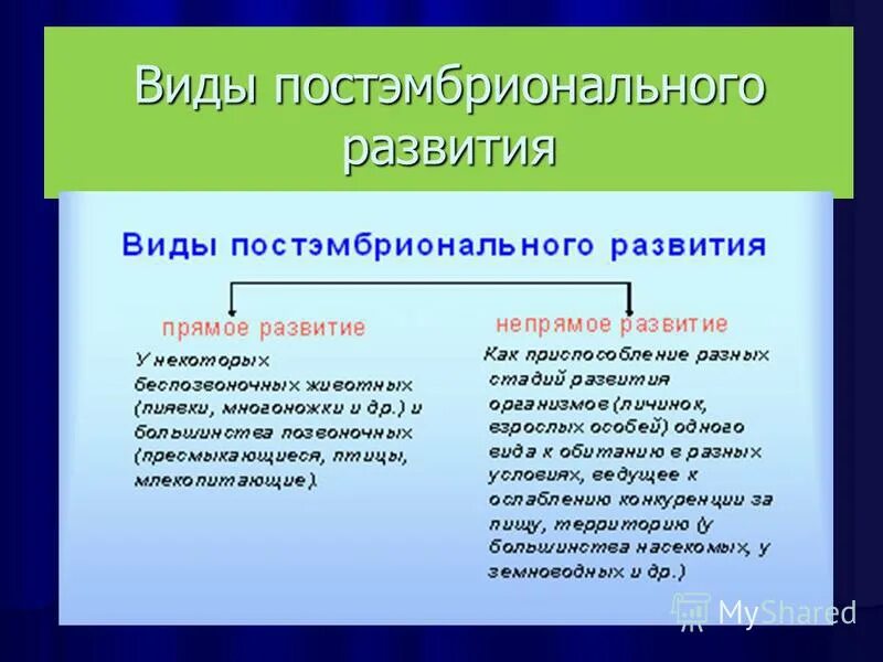 Типы постэмбрионального развития организма