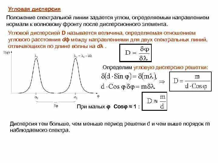 Дисперсия и разрешающая способность дифракционной решетки. Дисперсия и разрешающая способность дифракционной решетки