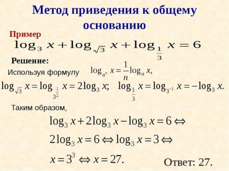 Преобразование логарифмических выражений