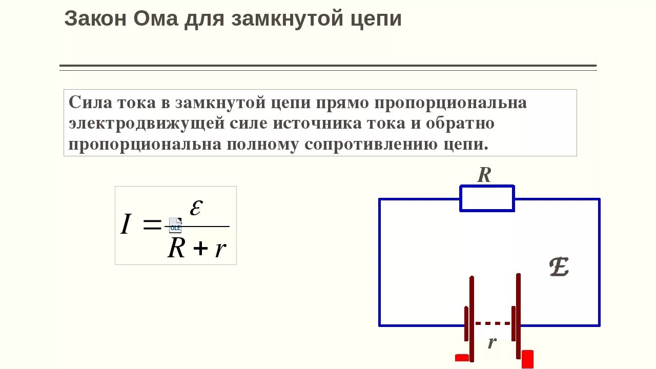 Электрическая схема полной цепи. Закон Ома для замкнутой цепи с ЭДС. Закон Ома для замкнутой цепи формулировка. Формула ЭДС для замкнутой цепи. ЭДС В цепи постоянного тока.