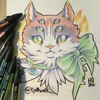 Нарисовать котика маркерами