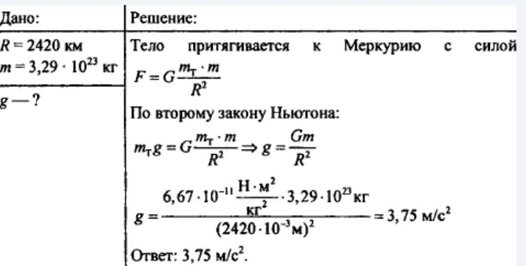 Ускорение свободного меркурия. Ускорение свободного падения на Меркурии решение. Как рассчитать ускорение свободного падения на Меркурии. Расчет ускорения свободного падения Меркурия. Определите ускорение свободного падения на поверхности Меркурия.