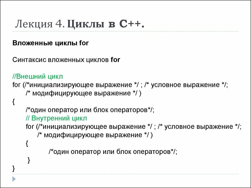 Операторы цикла c. Цикл for с++. Операторы цикла с++. Синтаксис циклов в с++. Цикл в цикле for с++.