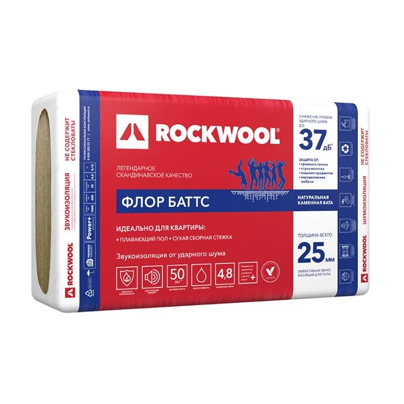 Rockwoool acoustic ультратонкий. ,7,2м2). /пал. Роквул акустик ультратонкий 1000х600х27мм. М.