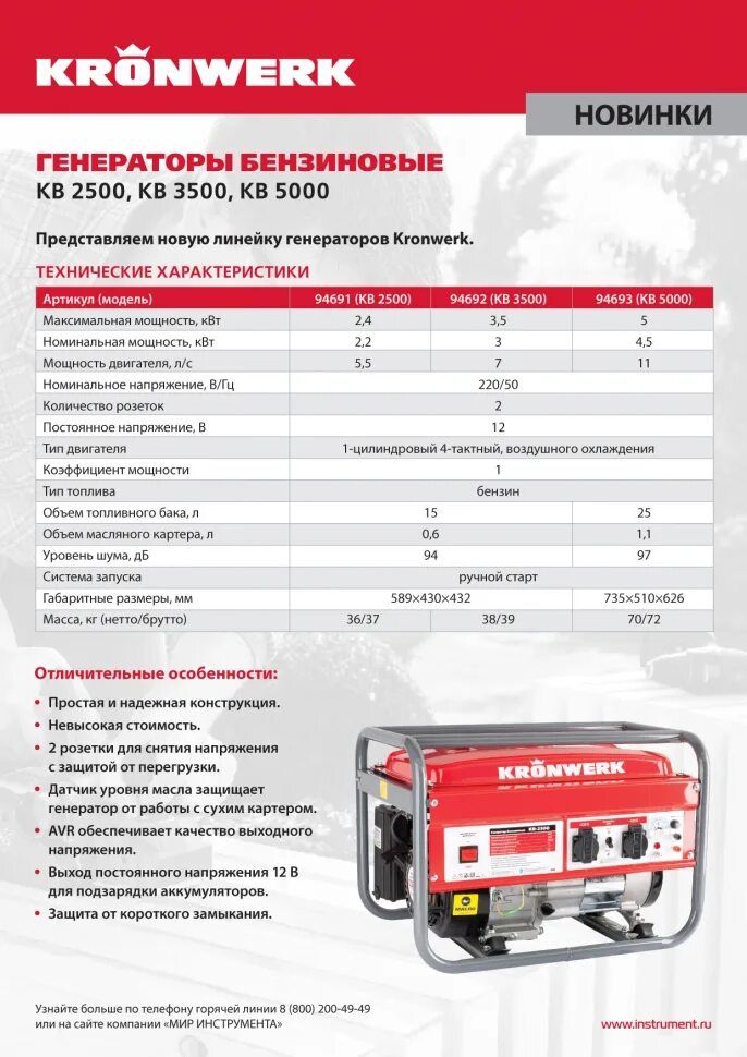 Генератор бензиновый характеристики