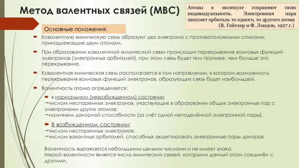 Связей это и есть основное. Метод валентных связей. Основные положения метода валентных связей.. Метод валентных связей (МВС).. Основные положения МВС. Метод валентных связей основные положения метода.