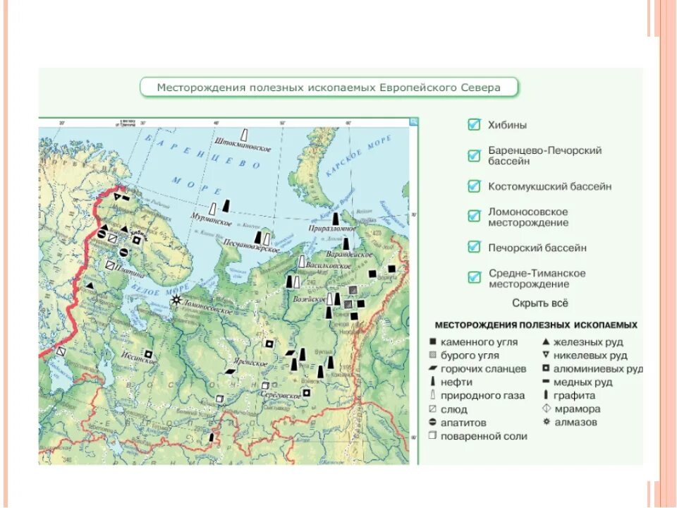 Карта природных ресурсов европейского севера. Богатство европейского севера