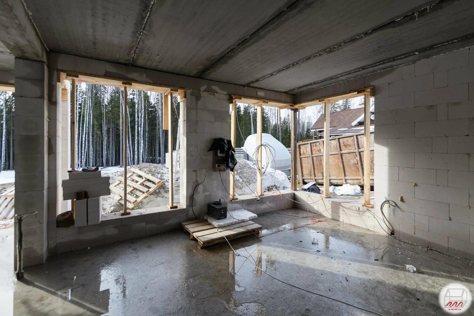 Окна в пол в газобетоне