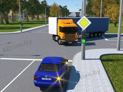 В данной ситуации преимущество имеет грузовой автомобиль