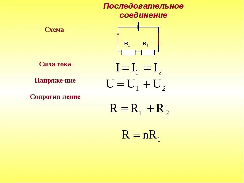 В каком соединении токи равны. Сила тока в параллельном соединении формула. Параллельное соединение проводов формула. Последовательное соединение проводников формулы последовательное. Последовательное сопротивление проводников схема.