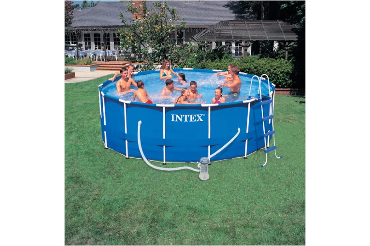Бассейн 457 122 см intex. Intex metal frame 28242. бассейн 457х122 отзвав. intex 457x122 28242. каркасный бассейн круглый 457х122см.