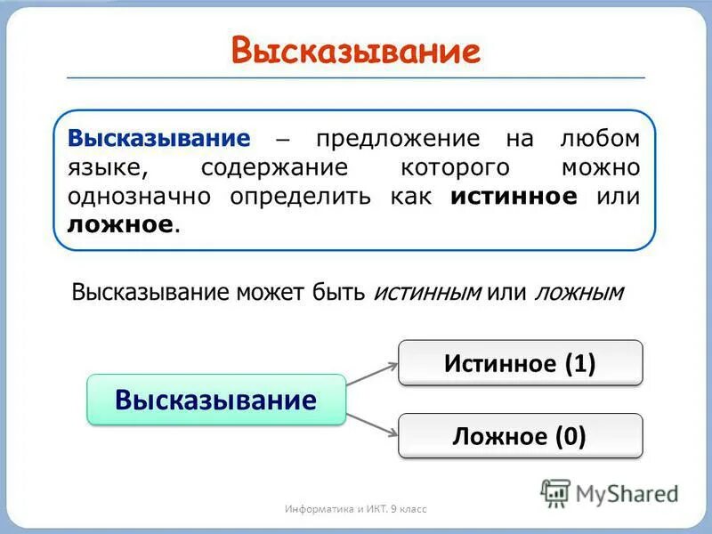 Истинное выражение. Высказывание это в информатике. истинные и ложные высказывания информатика. истинное или ложное высказывание. истинное высказывание ложное высказывание.