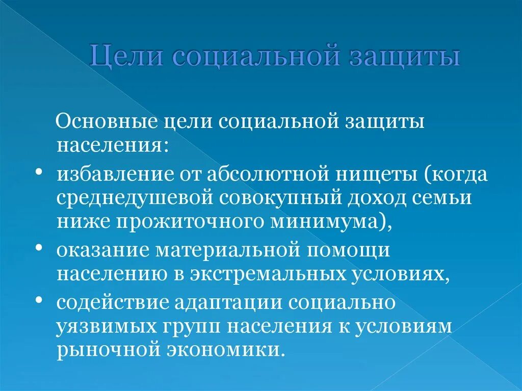 Цели учреждений социальной защиты