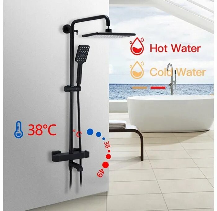 Душевая стойка с термостатом gappo g2491-6. Gappo g2491-6. Лейка/верх/душ). Душевая система gappo g2491-6. Gappo g2491-6.