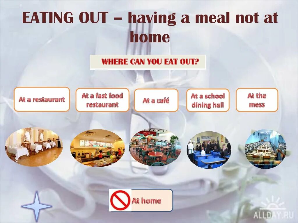 If you not eat food you die. Eat out предложение. Eating out places. Eat out задание. Eat out сленг.