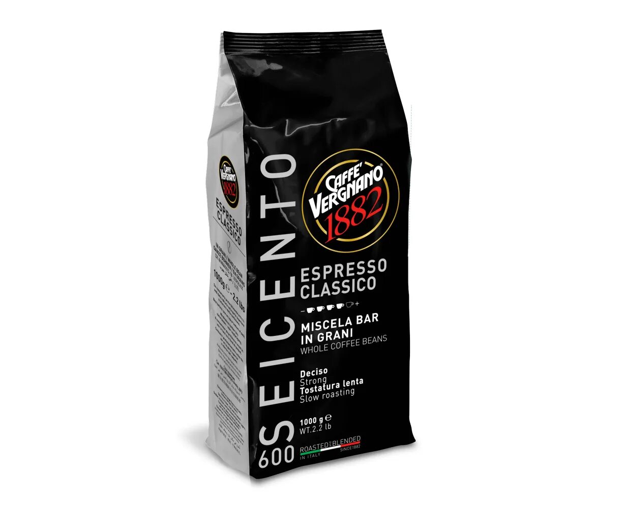 Какие марки кофе крепкие. Кофе в зернах Вернано 600. Vergnano Espresso в зернах 1000г. Кофе Espresso Классико зерно 1000г. Caffe Vergnano 1882 молотый.