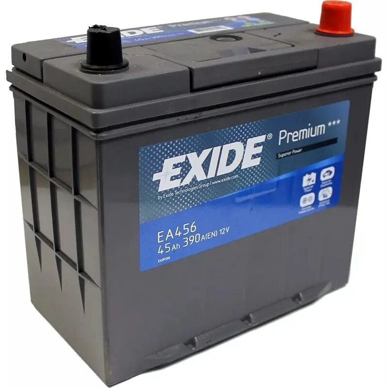 Как зарядить аккумулятор exide. Ea456 exide. exide 45ah. акб exide premium 12v 45ah 390a 237x127x227 /-+/ ea456. exide аккумулятор 45ач.